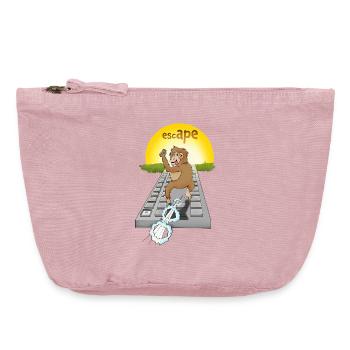 Humorvolles Affen-Design mit Tastatur - Vintage Reißverschluss-Täschchen (18 x 21 cm) - Vintage Rosa - Vorne