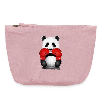 Boxender Panda – Lustiges Graffiti Stil Tiermotiv - Vintage Reißverschluss-Täschchen (18 x 21 cm) - Vintage Rosa - Vorne