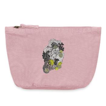 Organic Pattern Flower Yellow Black - Vintage Zip Pouch 18 x 21 cm - vintage rose - Front