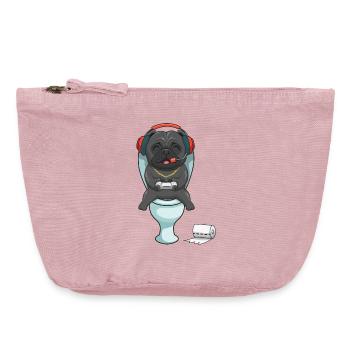 Hardcore Gamer Mops auf der Toilette zockt - Vintage Reißverschluss-Täschchen (18 x 21 cm) - Vintage Rosa - Vorne