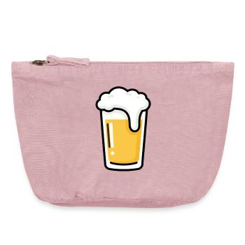 Bière, verre à bière, cadeau de la fête des pères Papa - Pochette zippée vintage 18 x 21 cm - rose vintage - Devant