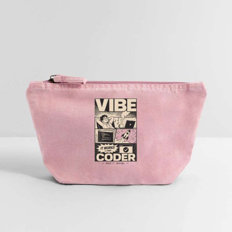 Vibe Coder Programmeur Humour Pochette zippée vintage 18 x 21 cm