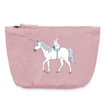 Pastell Einhorn mit Häschen - Vintage Reißverschluss-Täschchen (18 x 21 cm) - Vintage Rosa - Vorne