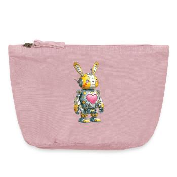Herzroboter Häschen im Retro-Stil - Vintage Reißverschluss-Täschchen (18 x 21 cm) - Vintage Rosa - Vorne