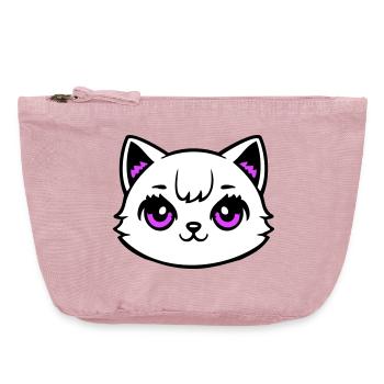 Katzenkopf Pink Augen Weiß Mieze Süß Kawaii Rosa - Vintage Reißverschluss-Täschchen (18 x 21 cm) - Vintage Rosa - Vorne