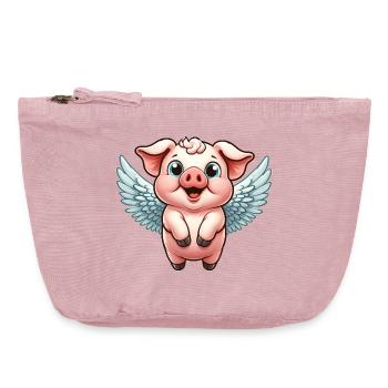 Cochon domestique comme ange avec des ailes - Pochette zippée vintage 18 x 21 cm - rose vintage - Devant