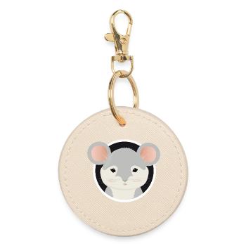 Une jolie souris grise regarde hors du trou de la souris - Porte-clés rond - huître - Devant