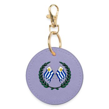Flaggen Uruguay im Lorbeerkranz - Runder Schlüsselanhänger - Lavendel - Vorne