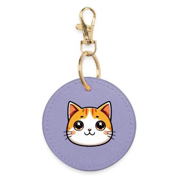 Cat - Round Keyring - lavender - Front