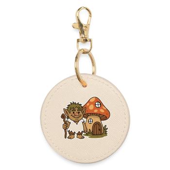 Forest troll at the mushroom house - Round Keyring - oyster - Front
