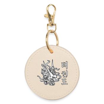 Taekwondo Dragon – Asian martial arts design - Round Keyring - oyster - Front