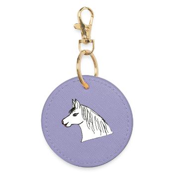 Pferdekopf Pony Pferd Kinder Pferde - Runder Schlüsselanhänger - Lavendel - Vorne