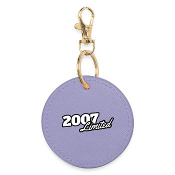 Limitierte Jahreszahl 2007 18ter Geburtstag - Runder Schlüsselanhänger - Lavendel - Vorne