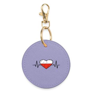 Polen Flagge Heartbeat Line Polish Pride Design - Runder Schlüsselanhänger - Lavendel - Vorne