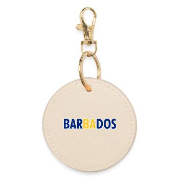 Barbados Lettering - Karibik - Insel - Runder Schlüsselanhänger - Auster - Vorne