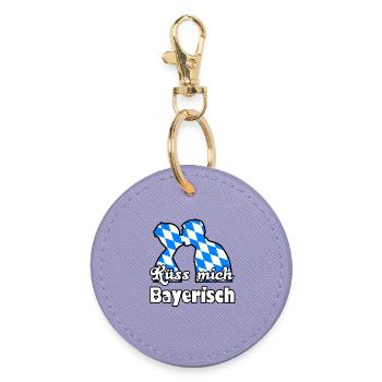 Küss mich Bayerisch Bayern Liebe Paar Geschenk - Runder Schlüsselanhänger - Lavendel - Vorne