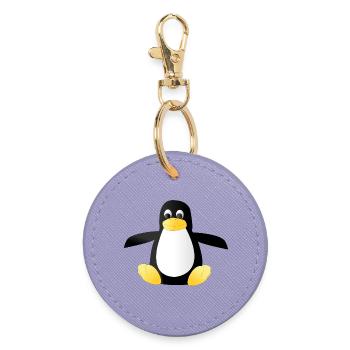 Pingouin dessin animé Focus Portrait - Porte-clés rond - lavande - Devant