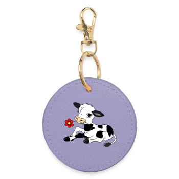 Kalb mit Blüte im Mund - Runder Schlüsselanhänger - Lavendel - Vorne