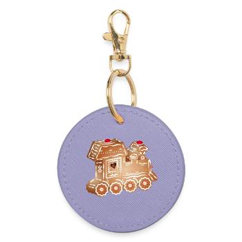 decorated gingerbread locomotive for Christmas - Round Keyring - lavender - Front