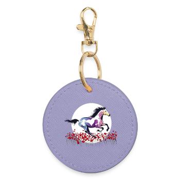 pferd reiten mädchen pink wild LBGTQ blumen natur - Runder Schlüsselanhänger - Lavendel - Vorne