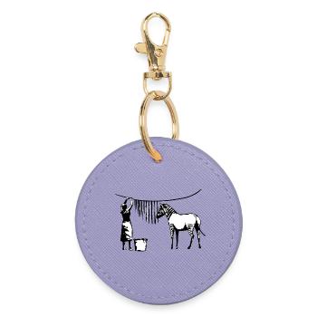 Lustige Zebrastreifen - Runder Schlüsselanhänger - Lavendel - Vorne