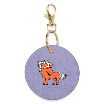 cheval mignon poney poulain cheval fille mignon bande dessinée - Porte-clés rond - lavande - Devant
