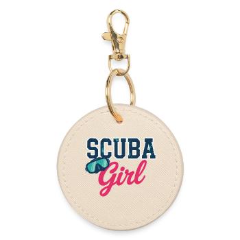 Scuba Girl Tauch-Design - Runder Schlüsselanhänger - Auster - Vorne
