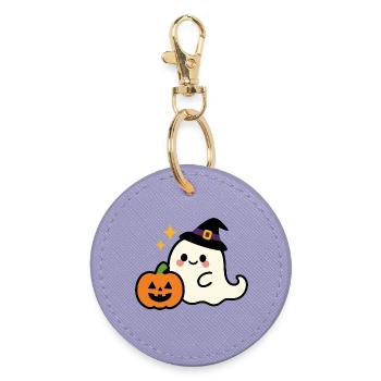 Mignon mais effrayant - Halloween Kawaii Ghost - Porte-clés rond - lavande - Devant
