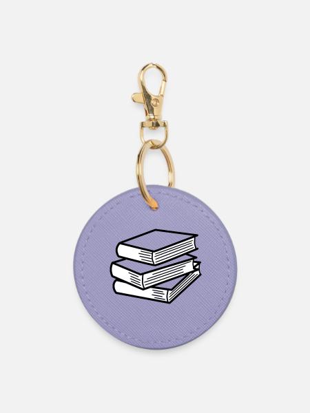 Bücherstapel - Runder Schlüsselanhänger - Lavendel