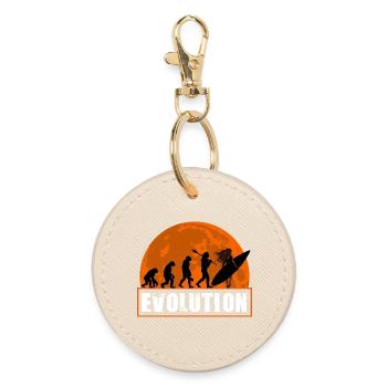Evolution of Surfing Vintage Sunset Silhouette - Round Keyring - oyster - Front