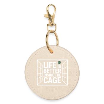 Padel Player Life Is Better Inside The Cage Padel - Round Keyring - oyster - Front