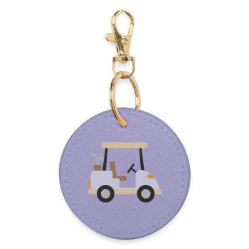 Beige Golf Cart - Round Keyring - lavender - Front