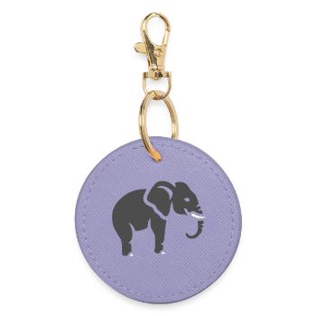 Elephant Silhouette Africa Animal - Round Keyring - lavender - Front