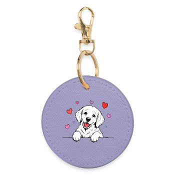Golden_Retriever_Welpen_Pfote_Herz_weiss - Round Keyring - lavender - Front
