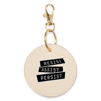 Resist Assist Persist Aktivismus Motivation Logo - Runder Schlüsselanhänger - Auster - Vorne