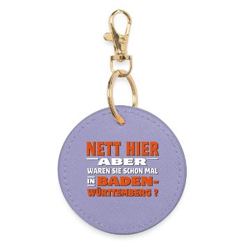 Nett hier - Aber waren Sie schon mal in Baden - Runder Schlüsselanhänger - Lavendel - Vorne