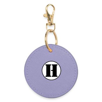H letter alphabet last name first name gift - Round Keyring - lavender - Front