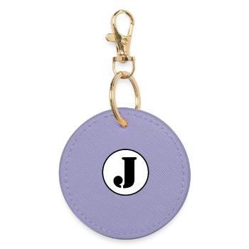 J letter alphabet last name first name gift - Round Keyring - lavender - Front