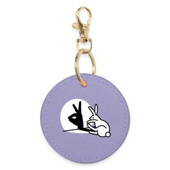 Drôle Lapin main marionnettes d’ombre humour pop art - Porte-clés rond - lavande - Devant