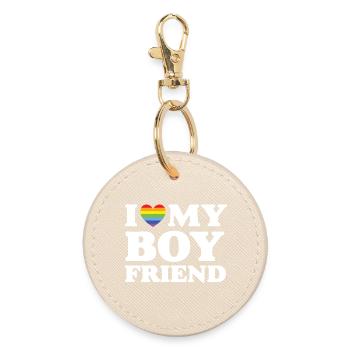I Love My Boyfriend - LGBTQ - Round Keyring - oyster - Front