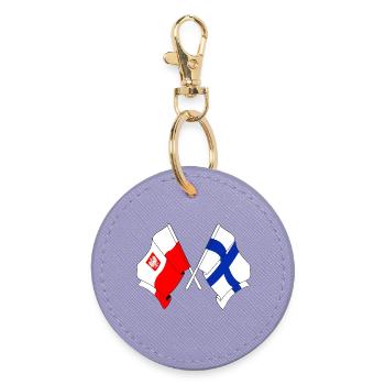 Flagge Polen und Flagge Finnland - Runder Schlüsselanhänger - Lavendel - Vorne