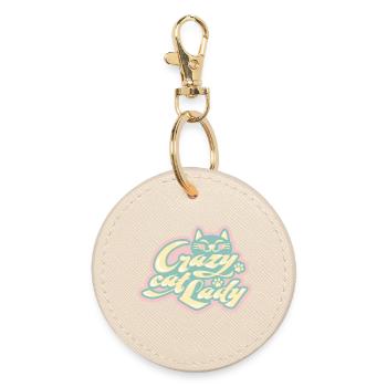 Crazy Cat Lady – Amour de chat ludique - Porte-clés rond - huître - Devant