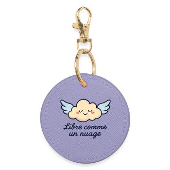 Nuage avec Ailes et Citation Inspirante - Porte-clés rond - lavande - Devant