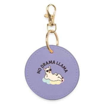 Casual llama illustration with sunglasses saying - Round Keyring - lavender - Front