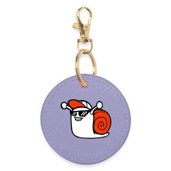 Snail Sunglasses Cute Cute Happy Cool - Round Keyring - lavender - Front