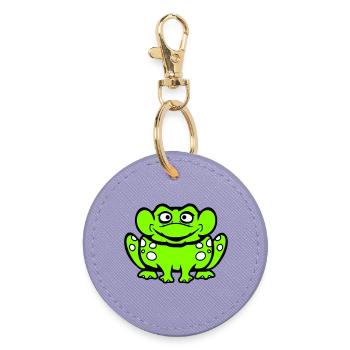 Frog Toad Laughing Funny Silly Cheeky Sitting Comic - Round Keyring - lavender - Front