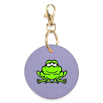Frog Toad Smiles Funny Comic Happy Cool - Round Keyring - lavender - Front