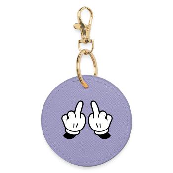 Middle Finger Hand Naughty - Round Keyring - lavender - Front