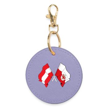 Österreich & Tiroler Flagge gekreuzt - Runder Schlüsselanhänger - Lavendel - Vorne