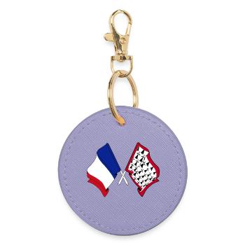 Limousin und französische Flagge - Runder Schlüsselanhänger - Lavendel - Vorne